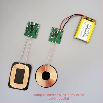 Vezeték nélküli töltő-vevő modul lítium akkumulátorhoz, Qi 5W HL-JS5W, bemenet 5V, kimenet 1A, CE tanúsítvány