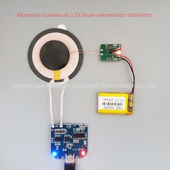 Vezeték nélküli töltő-vevő modul lítium akkumulátorhoz, Qi 5W HL-JS5W, bemenet 5V, kimenet 1A, CE tanúsítvány