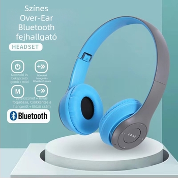 P47 vezeték nélküli gaming fejhallgató – Bluetooth 5.0, 10 m hatótáv, IPX4 vízállóság, 4–8 óra akkumulátor-üzemidő, sztereó hang