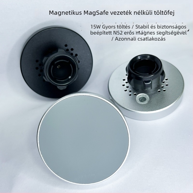 MagSafe mágneses vezeték nélküli autótöltő telefon-tartóval - 15W gyors töltés, QC3.0, Qi-kompatibilis, univerzális iPhone és Android-hoz