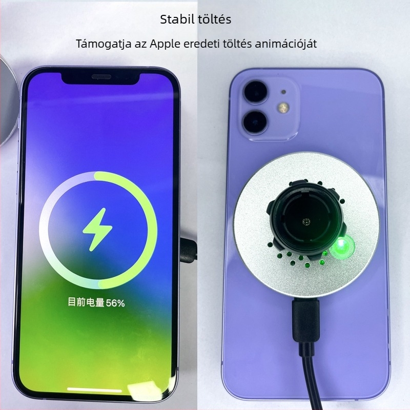 MagSafe mágneses vezeték nélküli autótöltő telefon-tartóval - 15W gyors töltés, QC3.0, Qi-kompatibilis, univerzális iPhone és Android-hoz