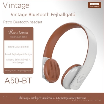 A50-BT Retro Bluetooth fejhallgató, vezeték nélküli sztereó, Bluetooth 5.0, 4–8 óra üzemidő, 10 m hatótáv
