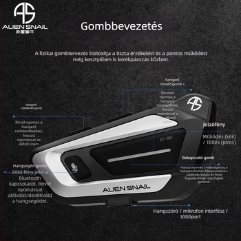 Motorkerékpár sisak Bluetooth fejhallgatóval, sztereó hangzás (Bluetooth 5.0, 15 m hatótávolság, kétoldali sztereó, 18–22 óra üzemidő)