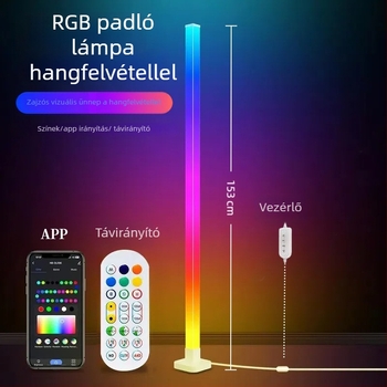 LED állólámpa RGB hangulatvilággal, távirányítóval, nordic stílus, akril test, PVC árnyékoló