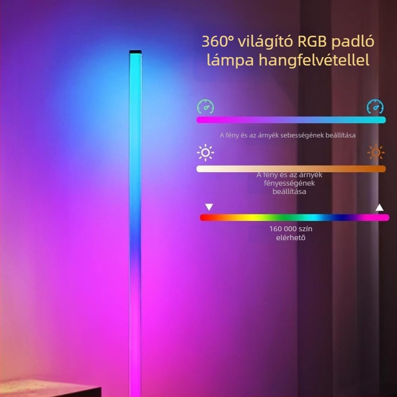 LED állólámpa RGB hangulatvilággal, távirányítóval, nordic stílus, akril test, PVC árnyékoló