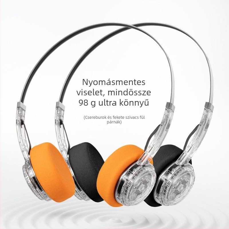 Vezeték nélküli over-ear fejhallgató, retro stílus, Bluetooth 5.4, 10 m hatótáv, 8+ órás üzemidő