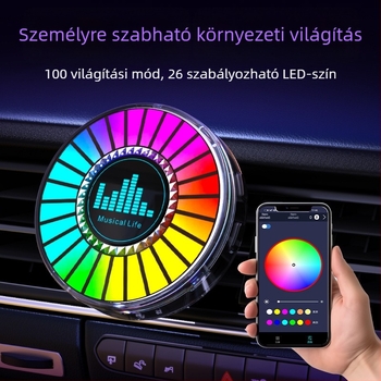 RGB LED autóventilációs lámpa 3D atmoszférikus világítással, hangvezérléssel és aromaterápiával