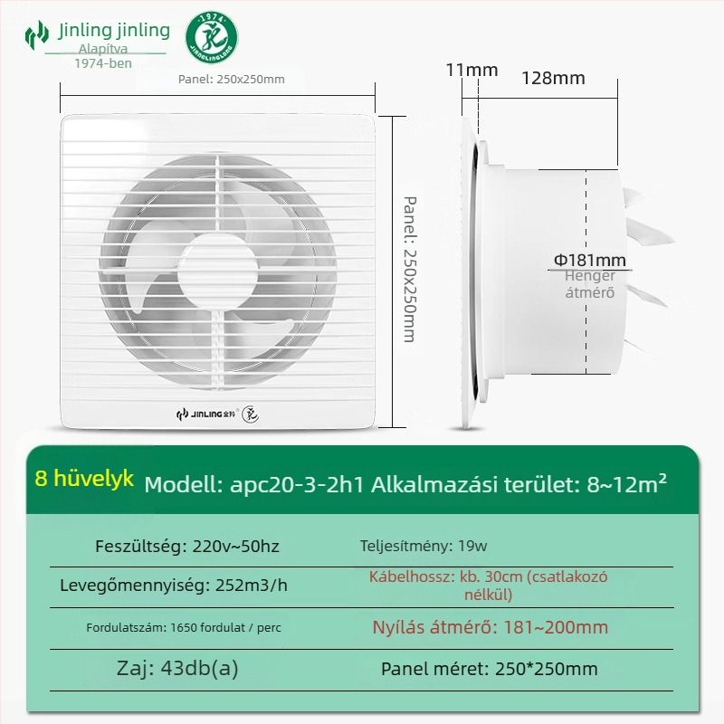 Golden Antelope Kivezető ventilátor – modellok: apc20-3-2(h1), apc25-4-2h1; Függőleges szerelés; 220V; 1000W; Első osztályú energiahatékonyság