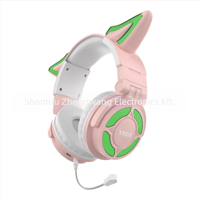 Rókaszemű fejhallgató, fejre szerelhető, Bluetooth 5.3, 10 m hatótáv, alacsony késleltetésű e-sportokhoz, akkumulátor >8 óra, IPX3 vízállóság