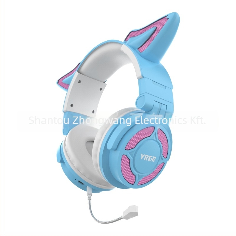 Rókaszemű fejhallgató, fejre szerelhető, Bluetooth 5.3, 10 m hatótáv, alacsony késleltetésű e-sportokhoz, akkumulátor >8 óra, IPX3 vízállóság