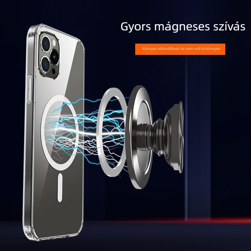 Alumíniumötvözetből készült telefon-tartó MagSafe mágneses légzsákos tartóval, teleszkópos tolás-húzás iPhone 14-hez