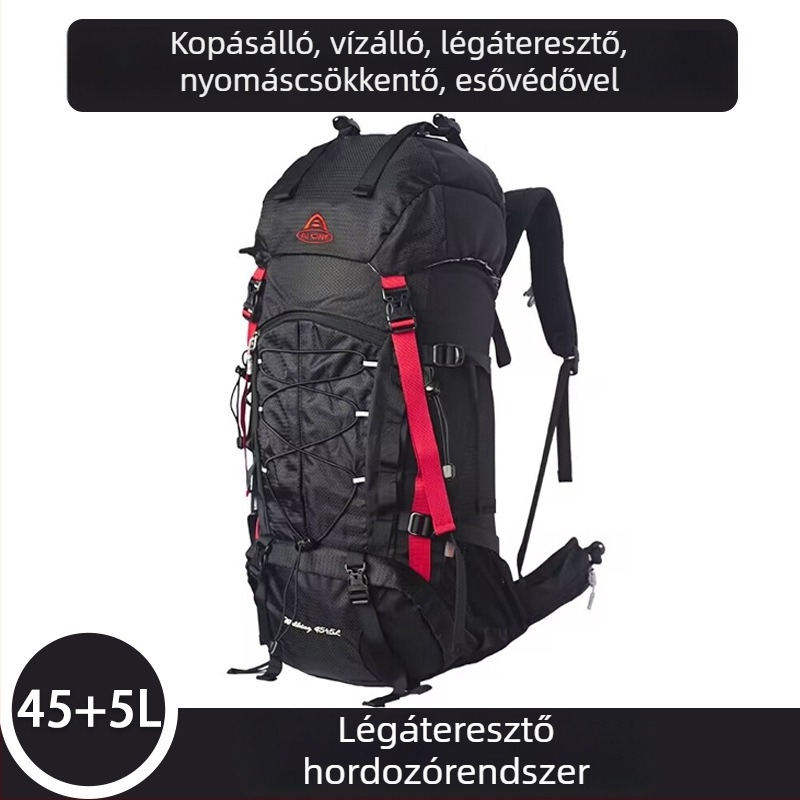 Ai King 50 literes vízálló hegymászó hátizsák, uniszex, nylon anyag, poliészter bélés, csíkos mintázat, vállpántok légpárnás párnával