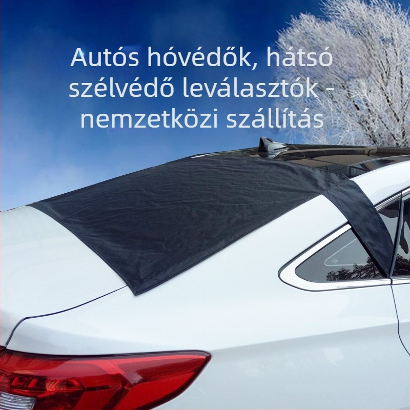 Autó szélvédő takaró mágneses felvétellel, hóvédő pajzs, univerzális illeszkedés, ezüst bevonatú szövet, visszapillantó tükör védőfedő