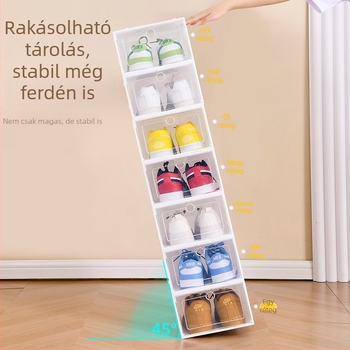 Átlátszó cipő tároló doboz fedéllel, műanyag otthoni rendező, por- és nedvességálló