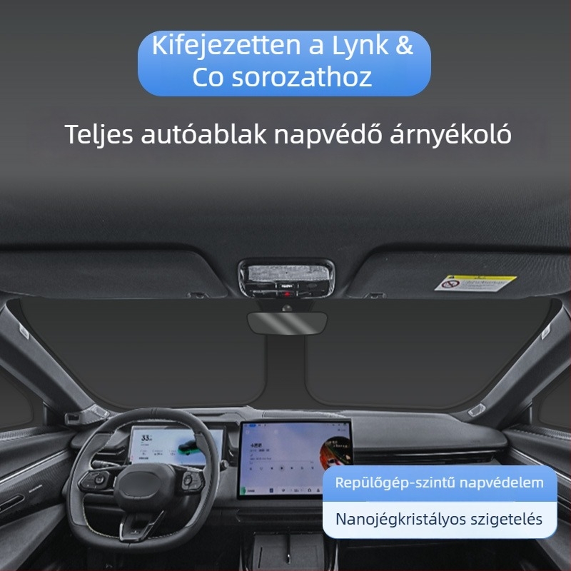 Lynk & Co 900 autóablak árnyékoló függöny – hőszigetelés és napvédelem – snap-in telepítés – anyag: 82B rugós acél + Oxford szövet 300D
