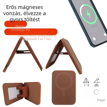 Három az egyben mágneses vezeték nélküli töltőállvány kártyatartóval, kompatibilis iPhone, AirPods, Apple Watch és Samsung készülékekhez | USB-C bemenet, max. 15W