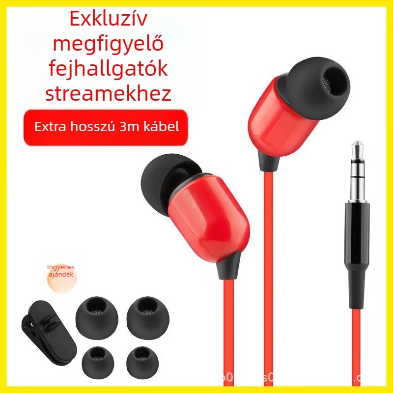 Vezetékes fülbe illeszkedő monitor fejhallgató, modell 3M, 3,5 mm csatlakozó, 3 m kábel, frekvenciatartomány 20–2000 Hz, torzulás 0,01%
