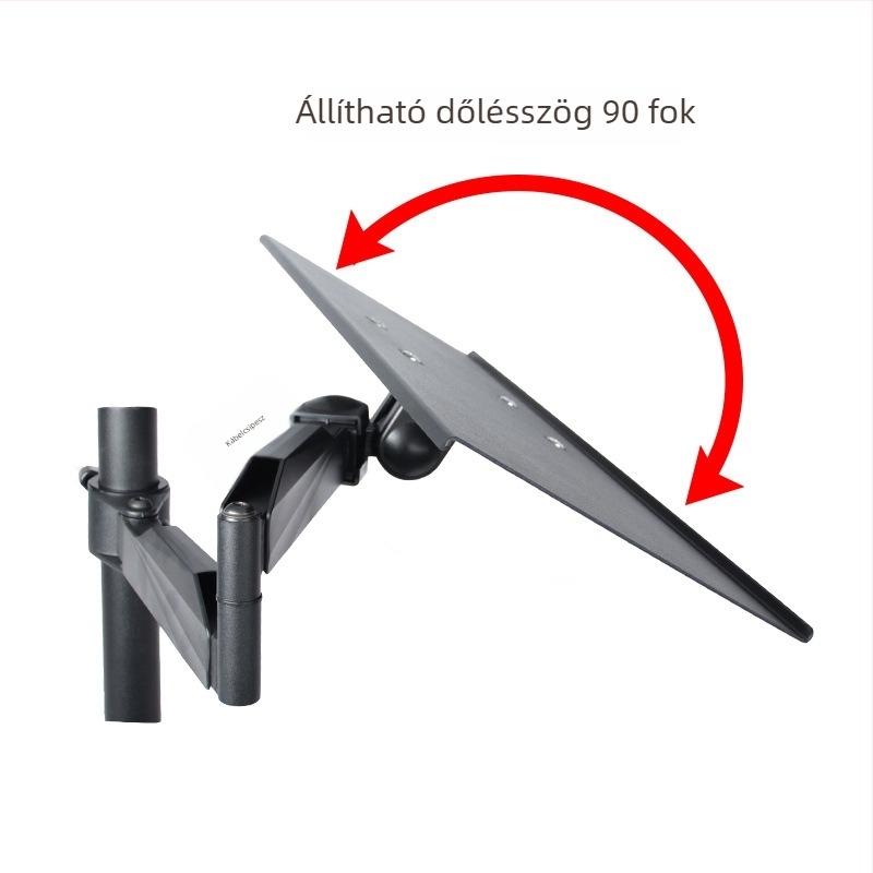 Rotációs alumínium billentyűzet- és monitor-tartó, 3,5 cm furatszélességgel
