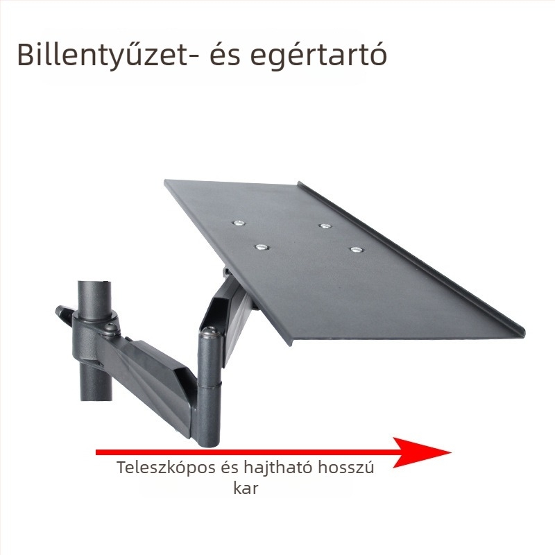 Rotációs alumínium billentyűzet- és monitor-tartó, 3,5 cm furatszélességgel