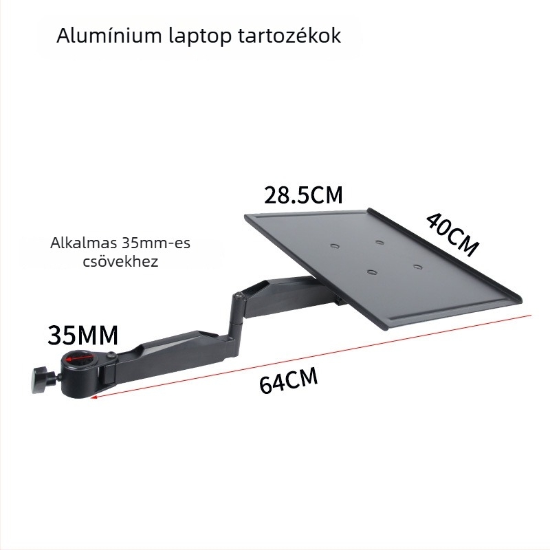 Rotációs alumínium billentyűzet- és monitor-tartó, 3,5 cm furatszélességgel