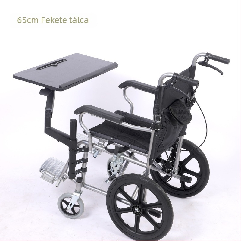 Kerekesszékhez való laptop állvány egygombos emeléssel, ergonómikus billentyűzet és egér teleszkópos tartóval
