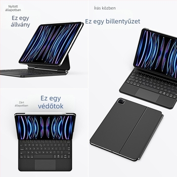 Lebegő billentyűzetes tok mágneses védelemmel iPad Air 4 és Pro számára — ütésálló, állítható tartó, hőelvezetés