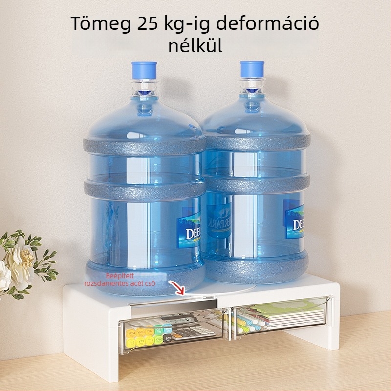 Monitoremelő állvány asztali billentyűzet rendezővel, kétszintű tálcás tartó, műanyag, modell 057