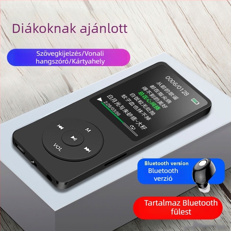 Bluetoothos MP3/MP4 lejátszó, felvételi funkció, TF-kártya támogatás és USB 2.0