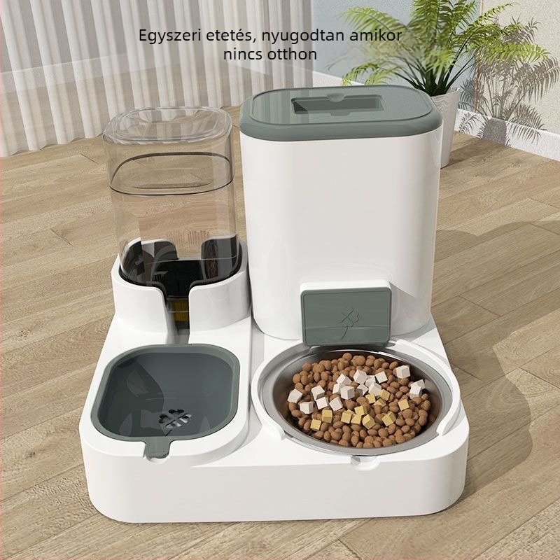 Automata etető vízadagolóval és integrált macska- és kutyáknak szóló tálval — Feszültség ≤36V — Teljesítmény 2000W+ — Túlmelegedés elleni védelem: Nincs