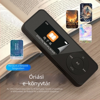 Mini MP3/MP4 lejátszó képernyővel és Bluetooth-kapcsolattal, beépített angol szótárral a tanuláshoz