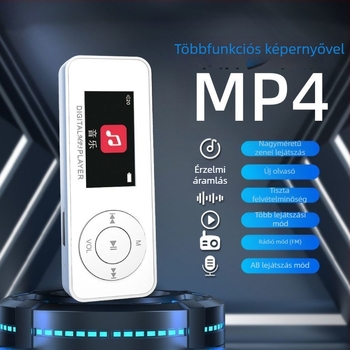 Mini MP3/MP4 lejátszó képernyővel és Bluetooth-kapcsolattal, beépített angol szótárral a tanuláshoz