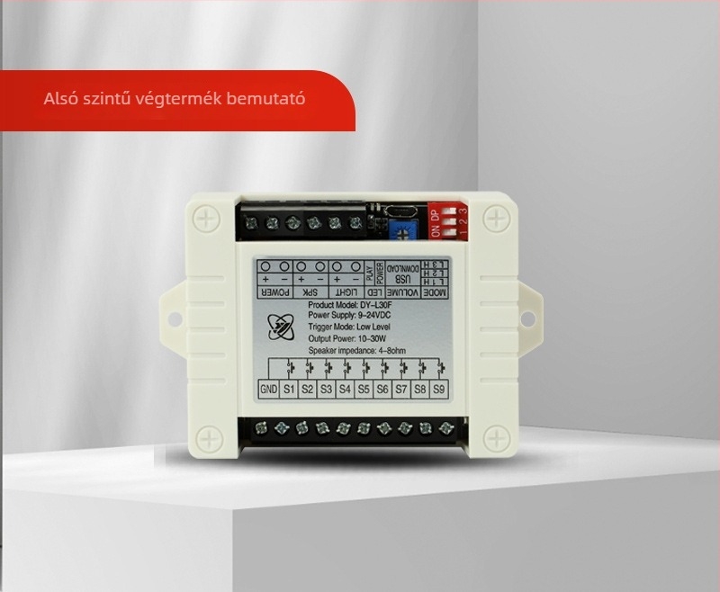 WAVGAT 24V 30W Hangos figyelmeztető modul magas/alsó szintű triggerrel, MP3 lejátszás 1:1, HL30F