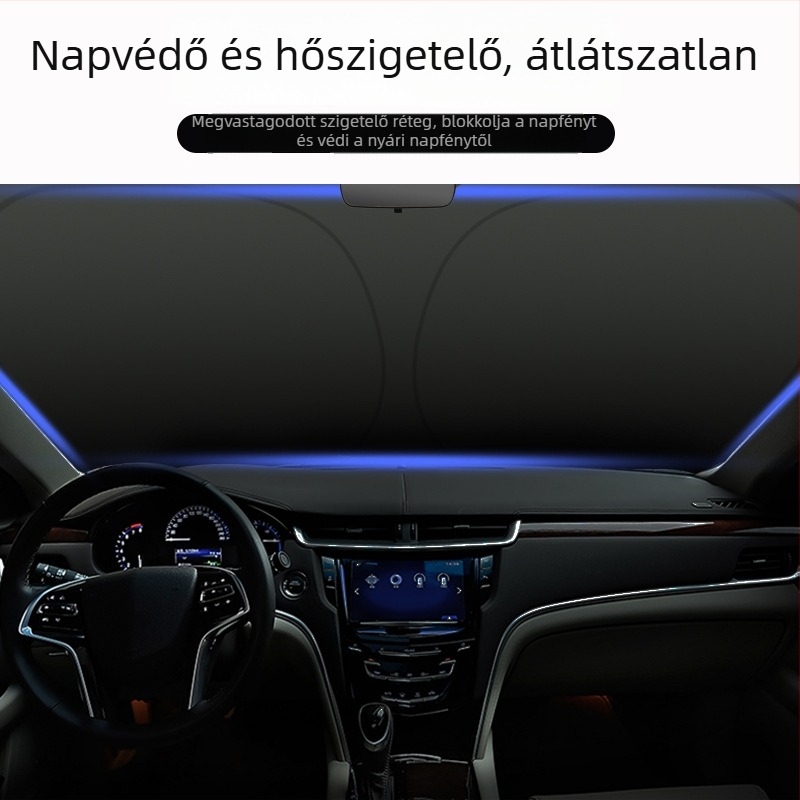Autó napellenző dupla körös mintával és kapibara motívummal, Blue Rain márka, teleszkópos rögzítés, előlaphoz illeszkedik.