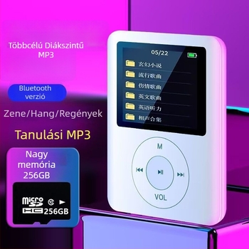 Diákverzió hordozható MP3/MP4 lejátszó Bluetooth és kijelzővel – angol olvasási támogatás