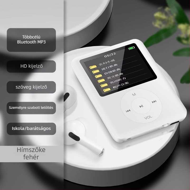 Diákverzió hordozható MP3/MP4 lejátszó Bluetooth és kijelzővel – angol olvasási támogatás