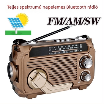 Kézzel hajtható, több sávos rádió Bluetooth 5.0, MP3 lejátszás kártyahellyel, beépített akkumulátor