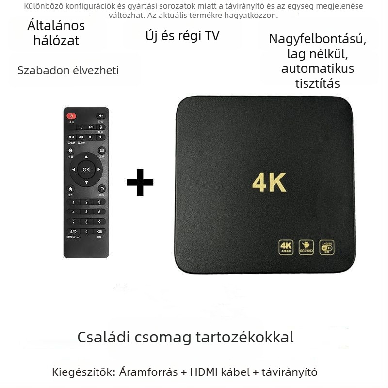 Hálózati TV set-top doboz (4K kimenet, 2 GB RAM, Wi‑Fi, Ethernet, HDMI)