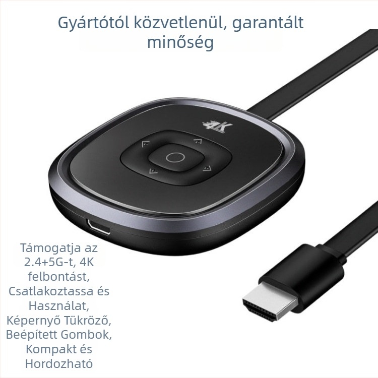 G22 vezeték nélküli képernyőmegosztó készülék okostelefonhoz, 4K kimenet, duál-core processzor, 2.4G/5G vezeték nélküli kapcsolat, HDMI