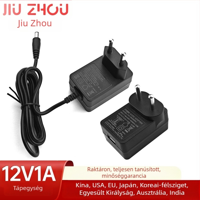 Jiuzhou Power J151 12V 1A tápegység routerekhez, set-top boxokhoz és digitális kis készülékekhez – Európai és Nemzeti szabványok