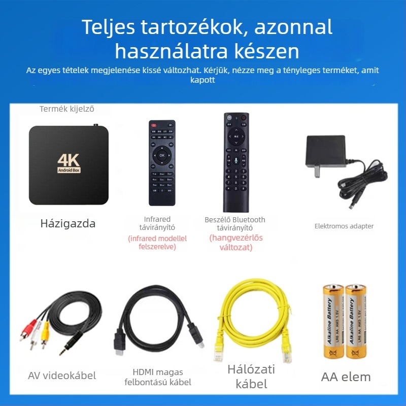 4K set-top box Wi-Fi-vel és Bluetooth távirányítóval, 4 GB RAM, 32 GB tárhely, 3840x2160 kimenet