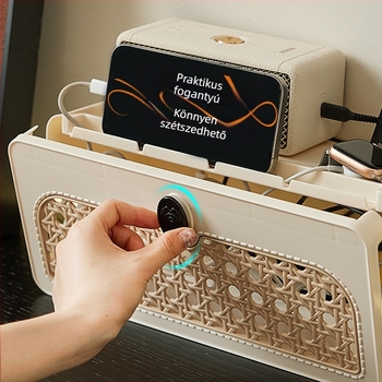Asztali tároló doboz Wi-Fi routerhez és set-top boxhoz, ABS műanyag, 12L kapacitás, modern minimális dizájn
