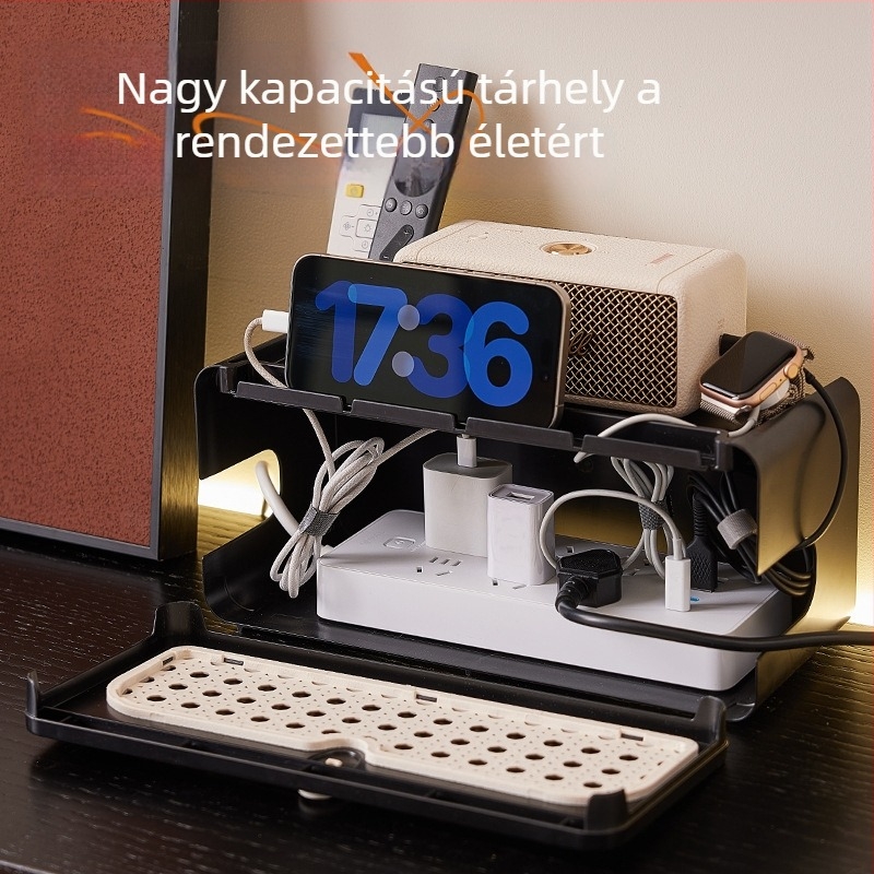 Asztali tároló doboz Wi-Fi routerhez és set-top boxhoz, ABS műanyag, 12L kapacitás, modern minimális dizájn