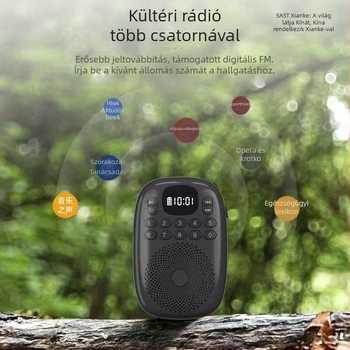 Xianke V15 Mini rádiólejátszó beépített hangszóróval, MP3-támogatás, automata állomáskeresés és 50 előre beállított állomás, 5V 3W, időseknek