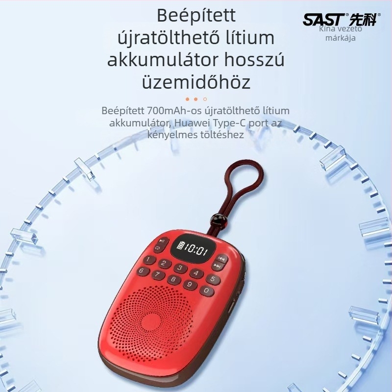 Xianke V15 Mini rádiólejátszó beépített hangszóróval, MP3-támogatás, automata állomáskeresés és 50 előre beállított állomás, 5V 3W, időseknek