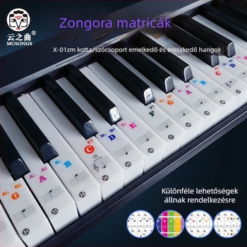 Cloud Song zongorához szánt matricák 6188 billentyűs elektronikus billentyűzethez – átlátszó hangskála- és hangjegykészlet, modell X-01ZM