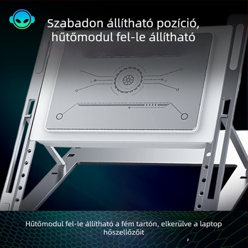 Notebook hűtőállvány félvezető hűtéssel, alumíniumötvözet + ABS, 1 ventilátor, modell H1/H1-MAX, állítható szintek