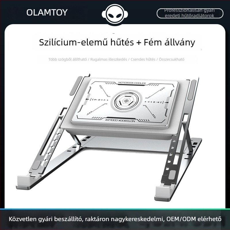 Notebook hűtőállvány félvezető hűtéssel, alumíniumötvözet + ABS, 1 ventilátor, modell H1/H1-MAX, állítható szintek