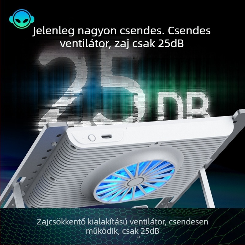 Notebook hűtőállvány félvezető hűtéssel, alumíniumötvözet + ABS, 1 ventilátor, modell H1/H1-MAX, állítható szintek