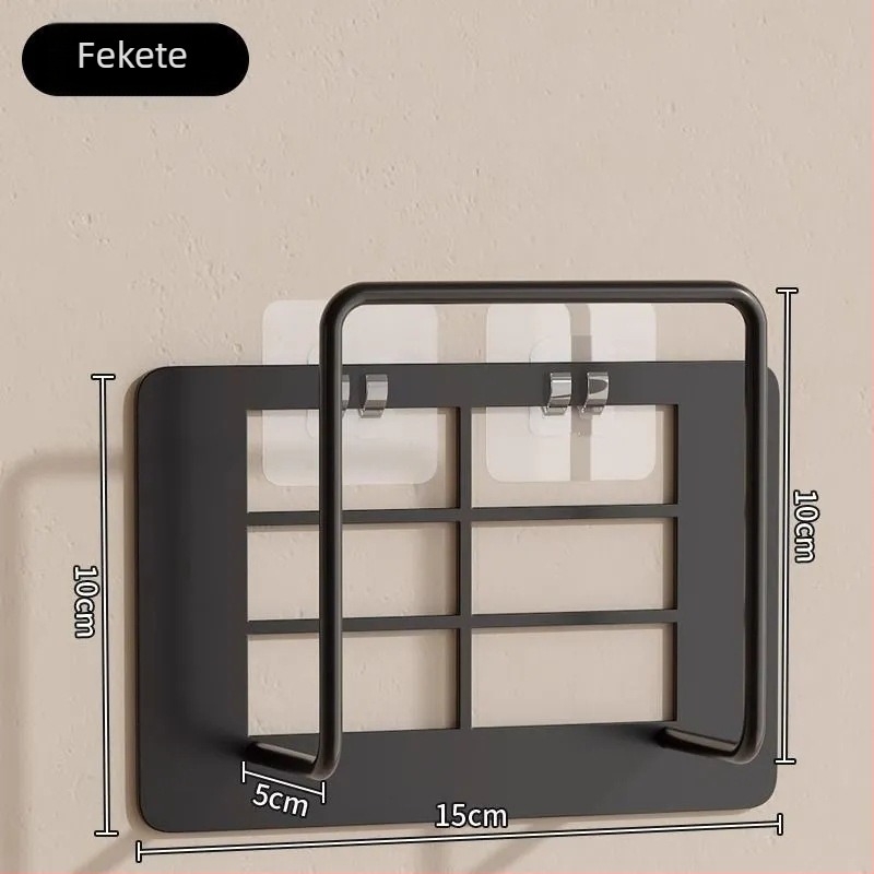 Fém falra szerelhető router és Wi‑Fi tároló tartó — 1 réteg, modern minimalista stílus, nappali használatra