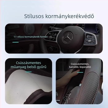Nappa bőrből készült kormánykerék-huzat, univerzális minden évszakra, csúszásmentes, kopásálló, izzadságfelszívó, belső kiegészítő prémium